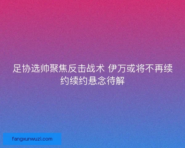 足协选帅聚焦反击战术 伊万或将不再续约续约悬念待解